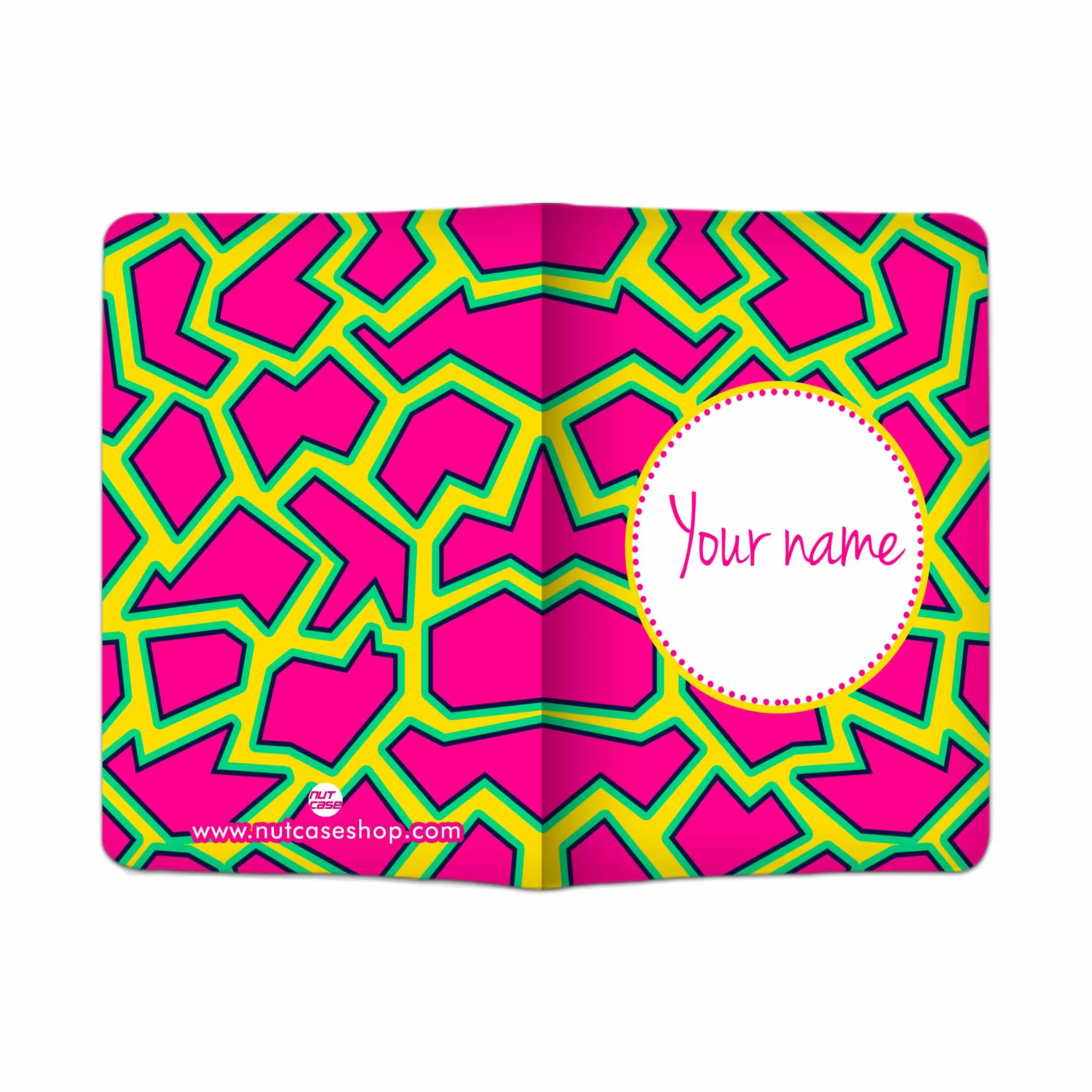 Customized Passport Cover Travel Luggage Tag - Pink and Yellow Line Pattern