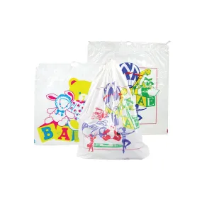 Drawstring Bag, Child Design, white, 4-color design, 9"x10.75" ( 4"), 1.5 mil.