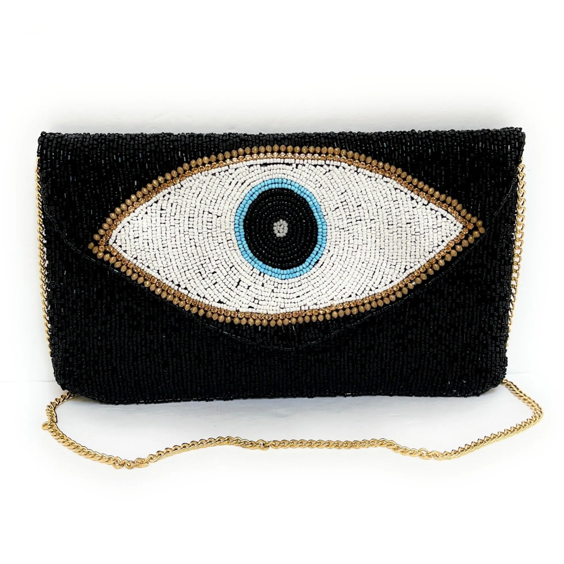 Evil Eye Beaded Clutch Purse