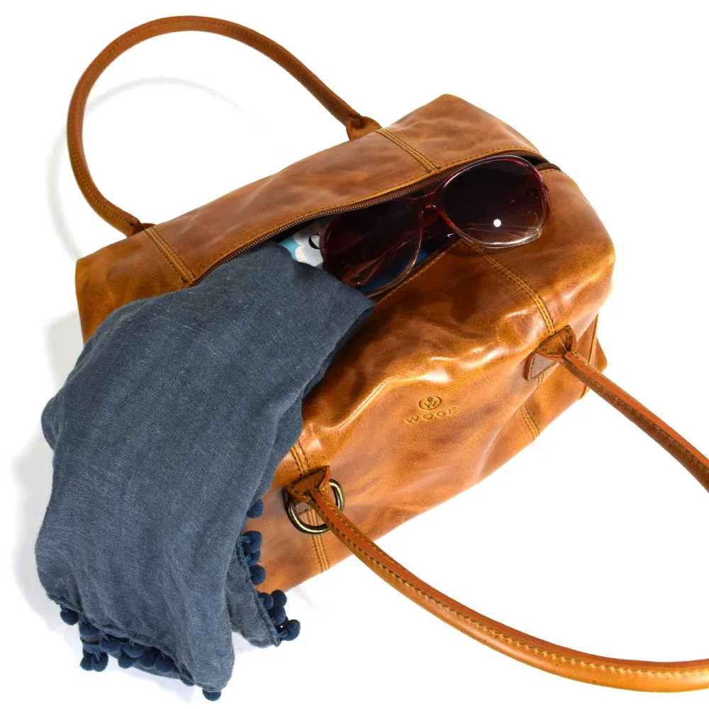 Expandable purse in Cognac Leather - FINAL SALE - no exchange