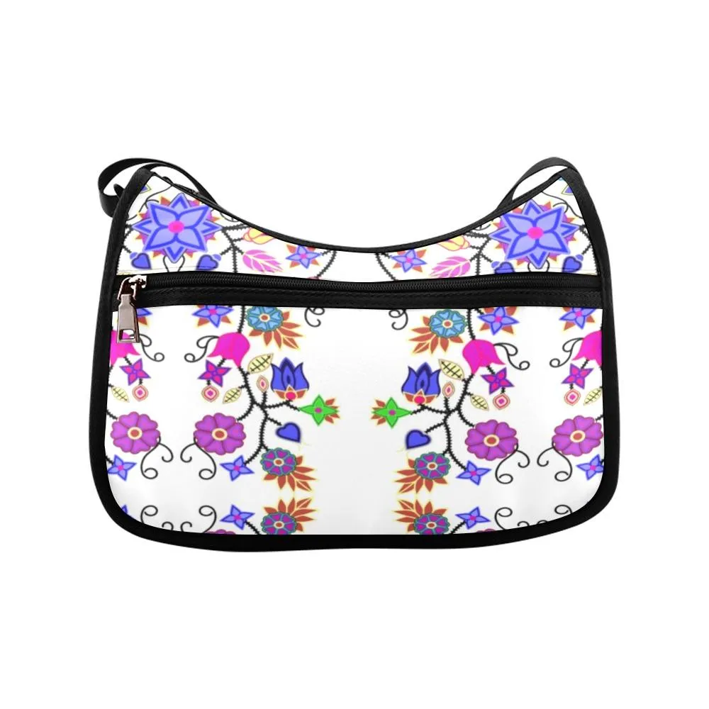 Floral Beadwork Seven Clans White Crossbody Bags