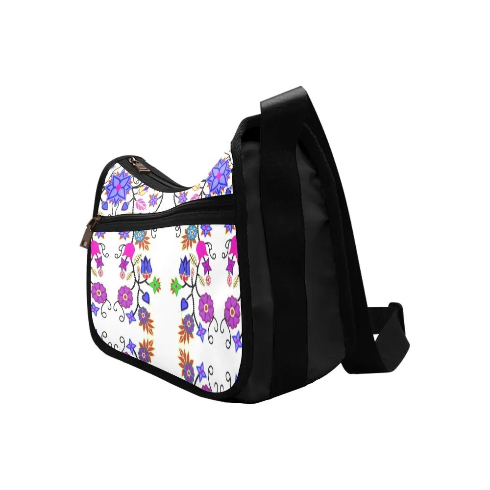 Floral Beadwork Seven Clans White Crossbody Bags