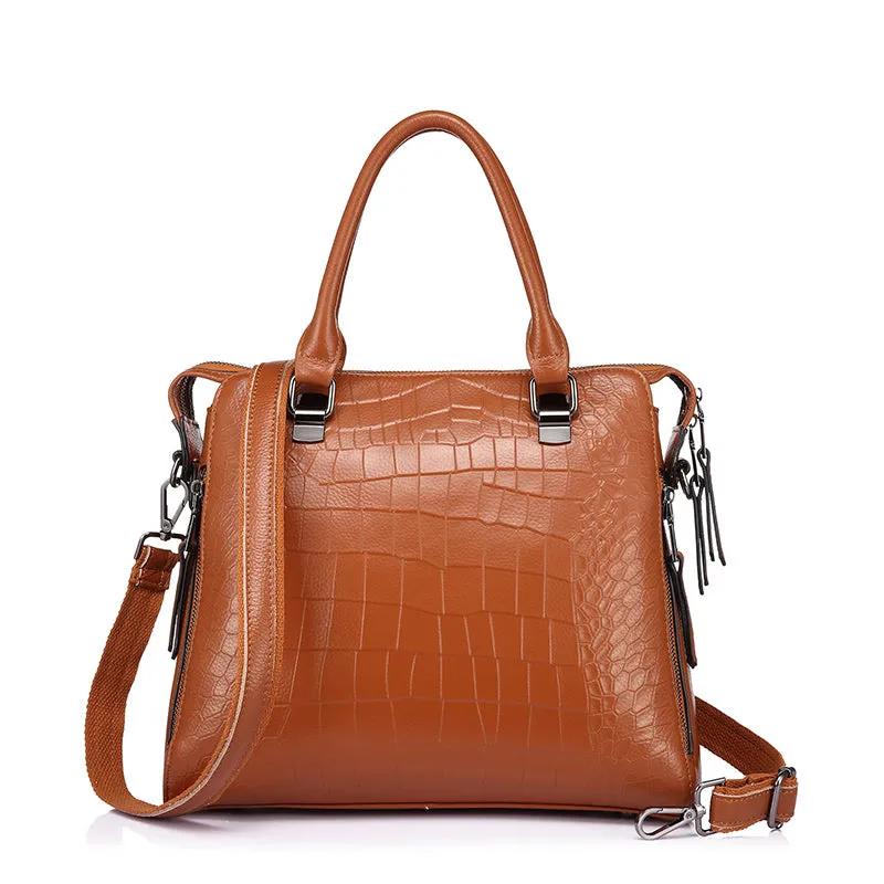 Genuine Leather Luxury Alligator Embossed Shoulder Bag