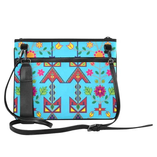 Geometric Floral Spring-Sky Blue Slim Clutch Bag