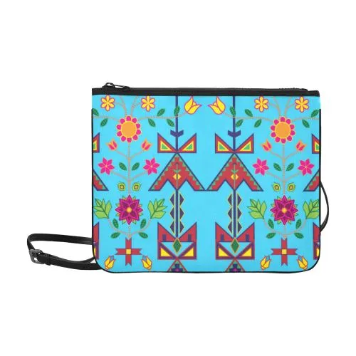 Geometric Floral Spring-Sky Blue Slim Clutch Bag