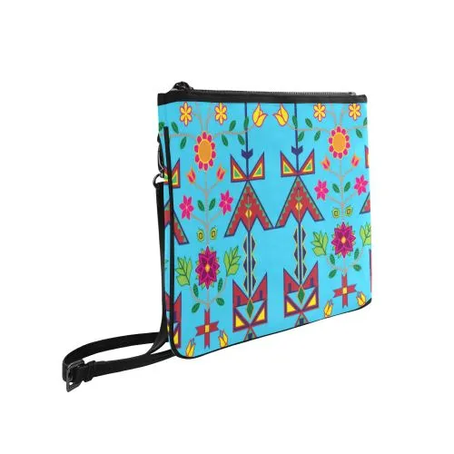 Geometric Floral Spring-Sky Blue Slim Clutch Bag