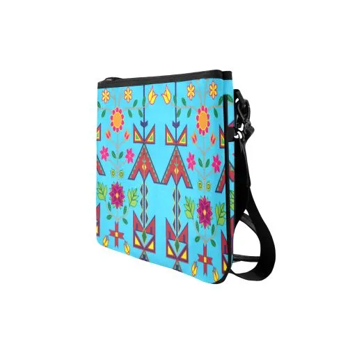 Geometric Floral Spring-Sky Blue Slim Clutch Bag