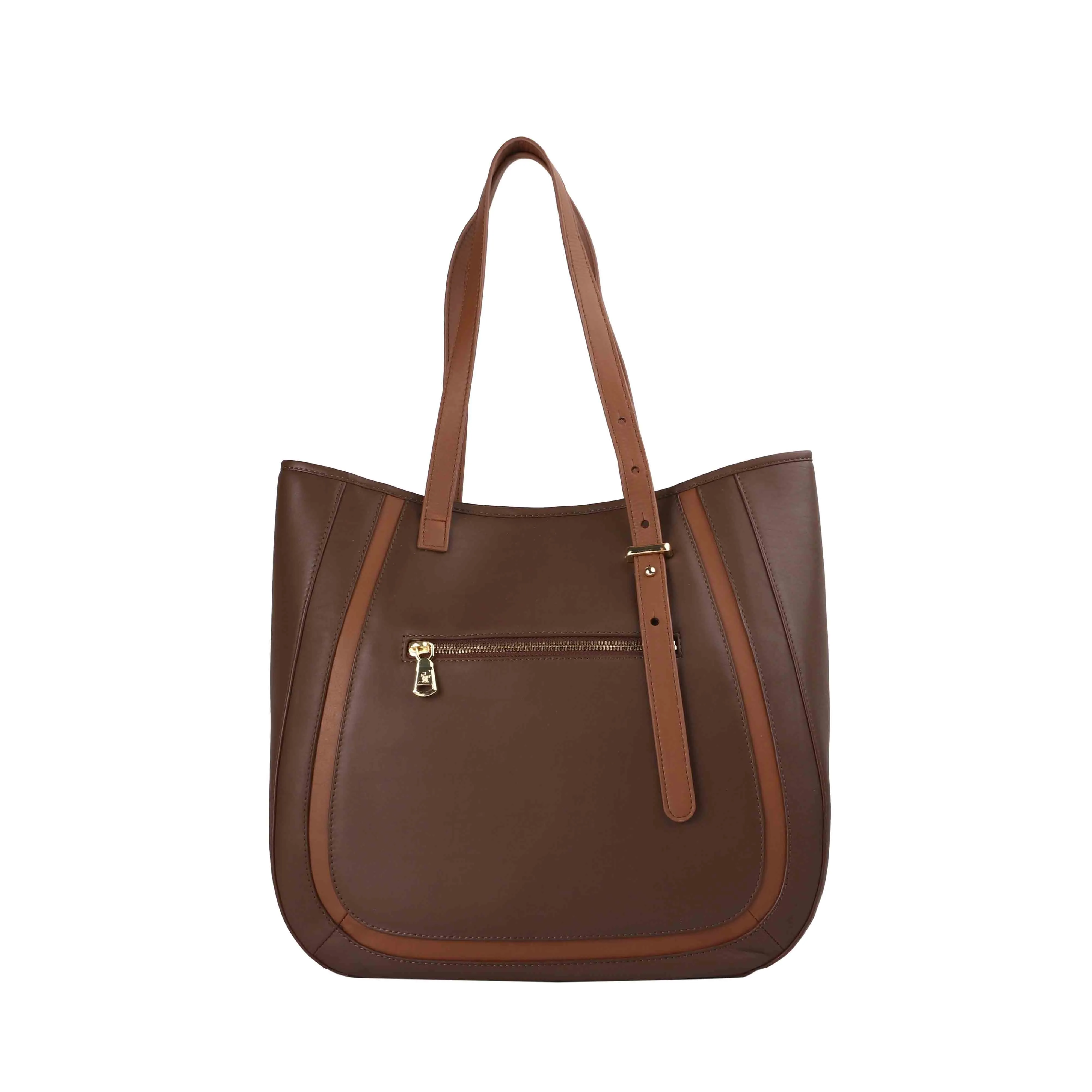 Georgia Collection | Genuine Leather Tote Bags For Women | Leather Handbags | Ideal For Office, College & Travel | Colour - Brown