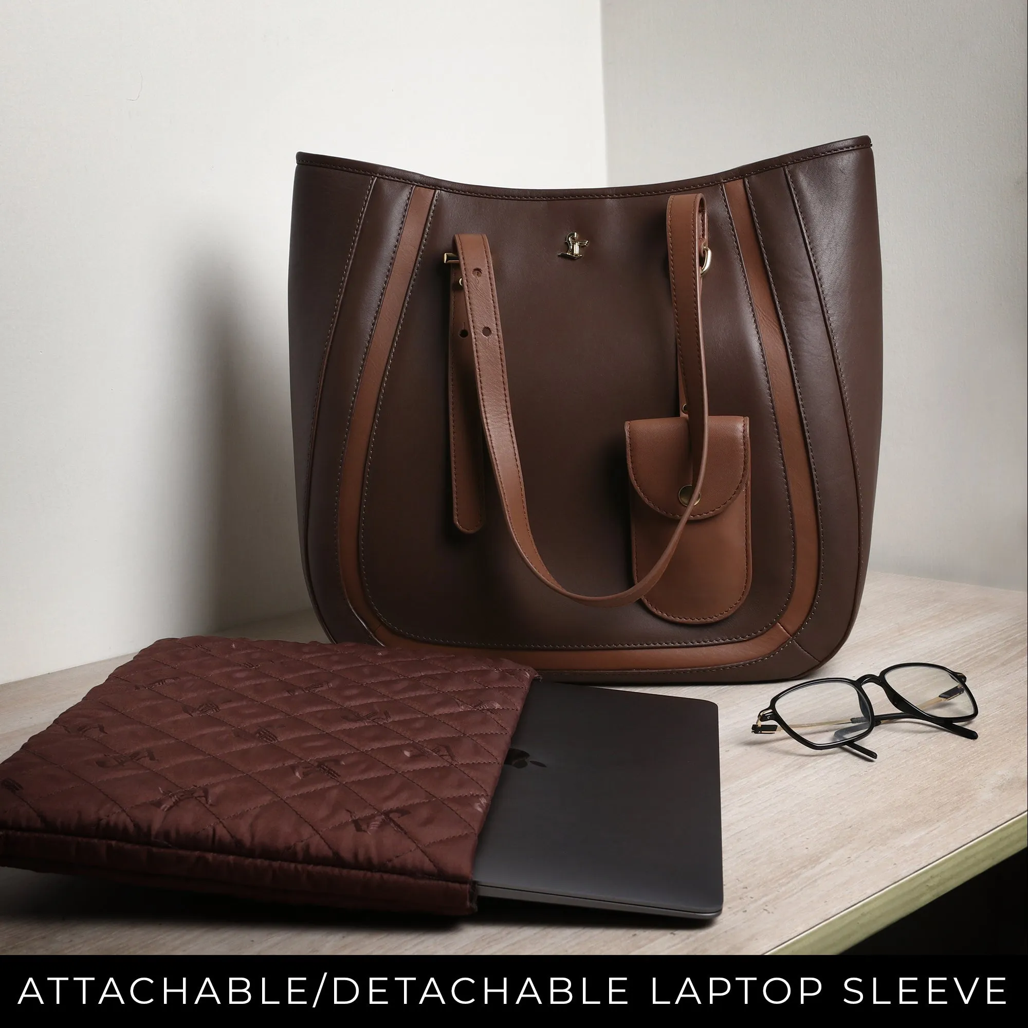 Georgia Collection | Genuine Leather Tote Bags For Women | Leather Handbags | Ideal For Office, College & Travel | Colour - Brown