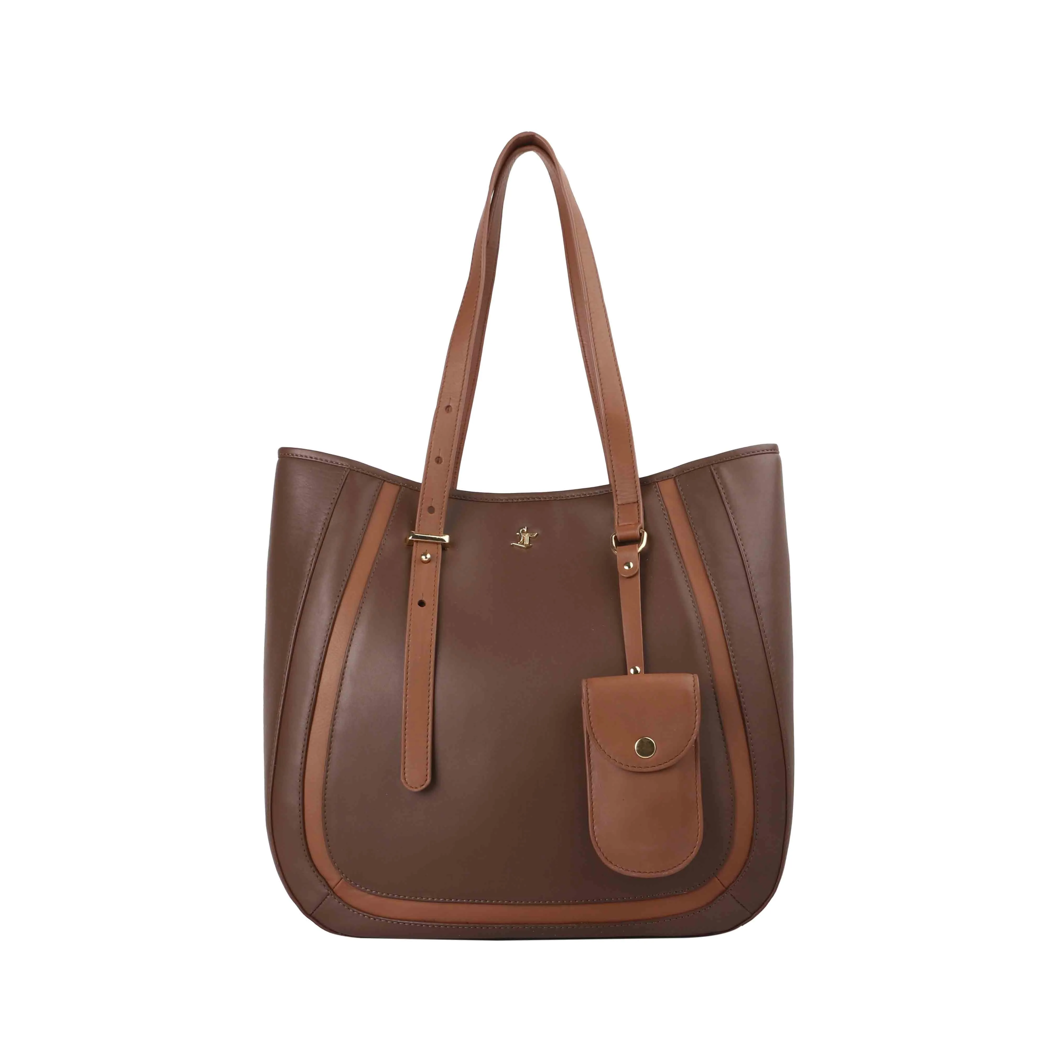 Georgia Collection | Genuine Leather Tote Bags For Women | Leather Handbags | Ideal For Office, College & Travel | Colour - Brown