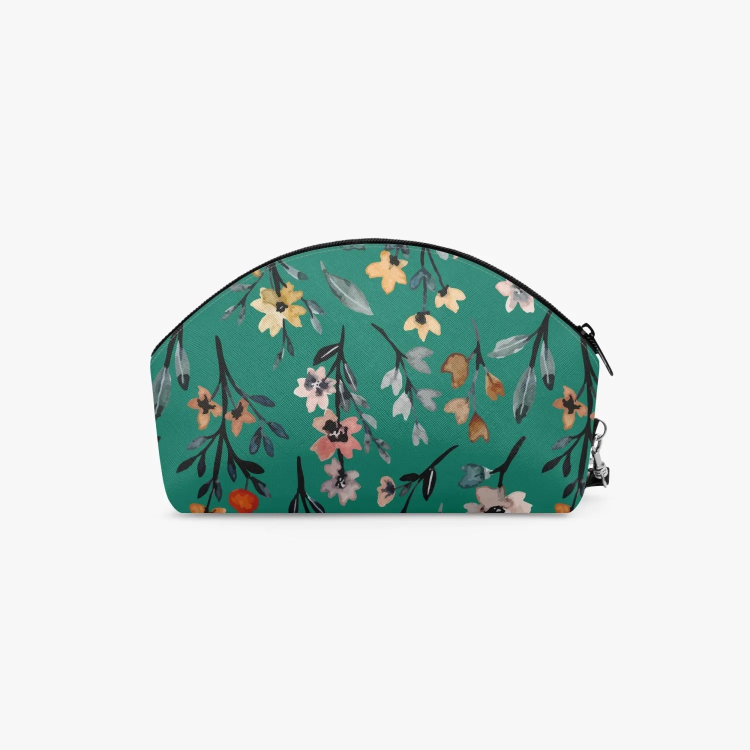 Green Floral  Curve Makeup Bag