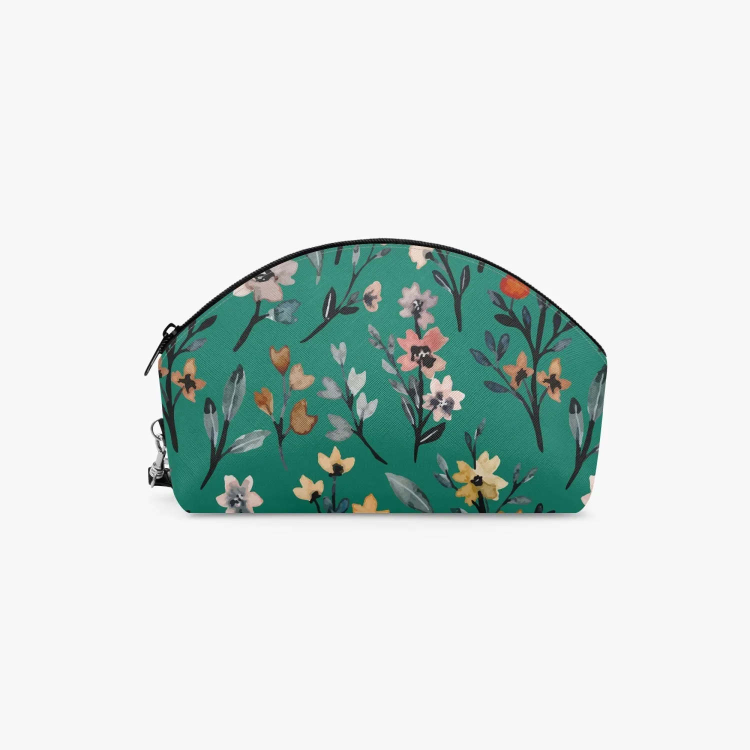 Green Floral  Curve Makeup Bag