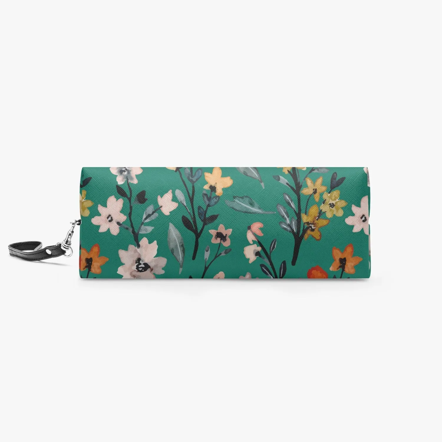 Green Floral  Curve Makeup Bag