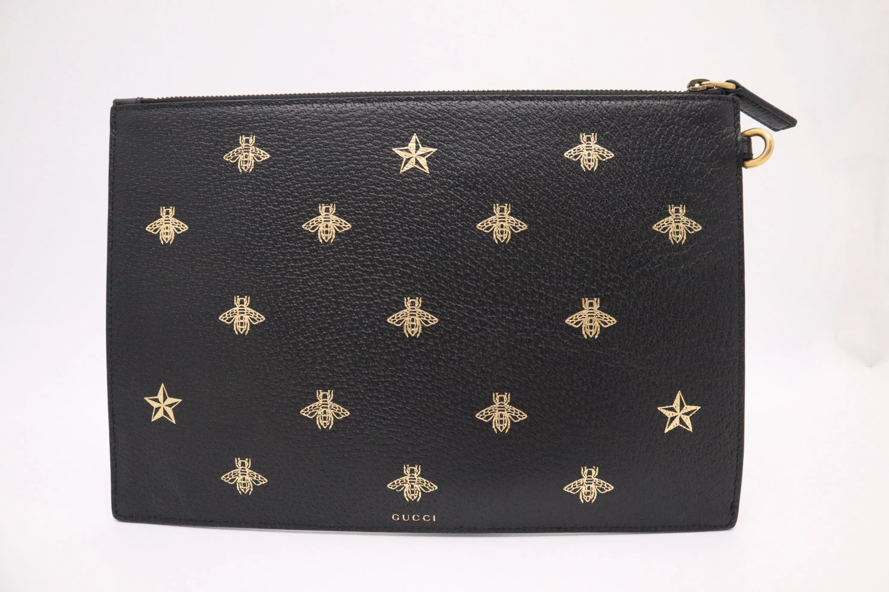 Gucci Bee Clutch in Black Leather