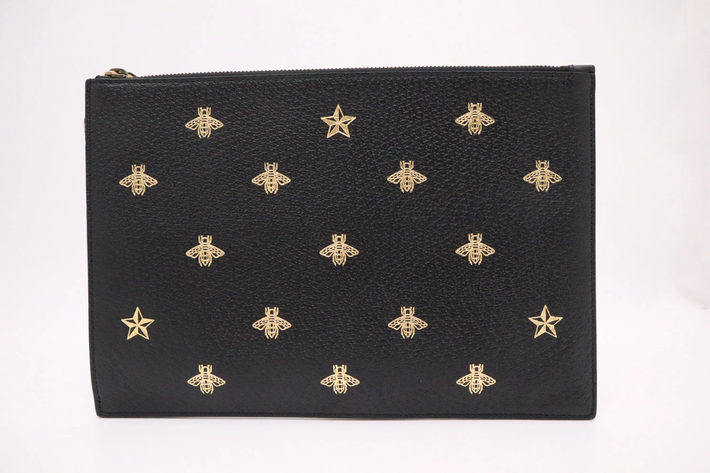 Gucci Bee Clutch in Black Leather