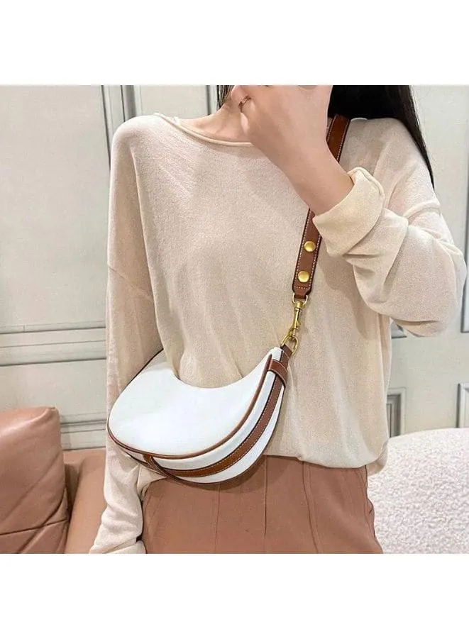 Half Moon Shape Leather Shoulder Bag