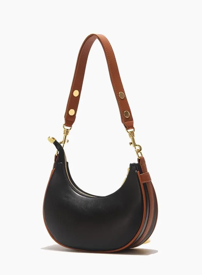 Half Moon Shape Leather Shoulder Bag