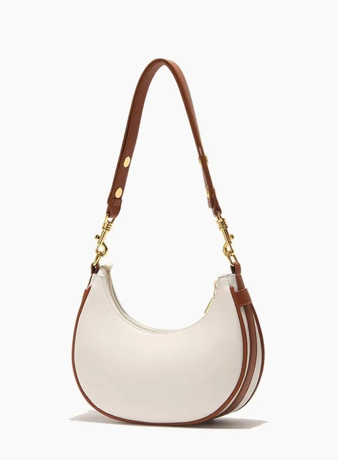 Half Moon Shape Leather Shoulder Bag