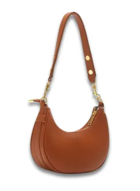 Half Moon Shape Leather Shoulder Bag