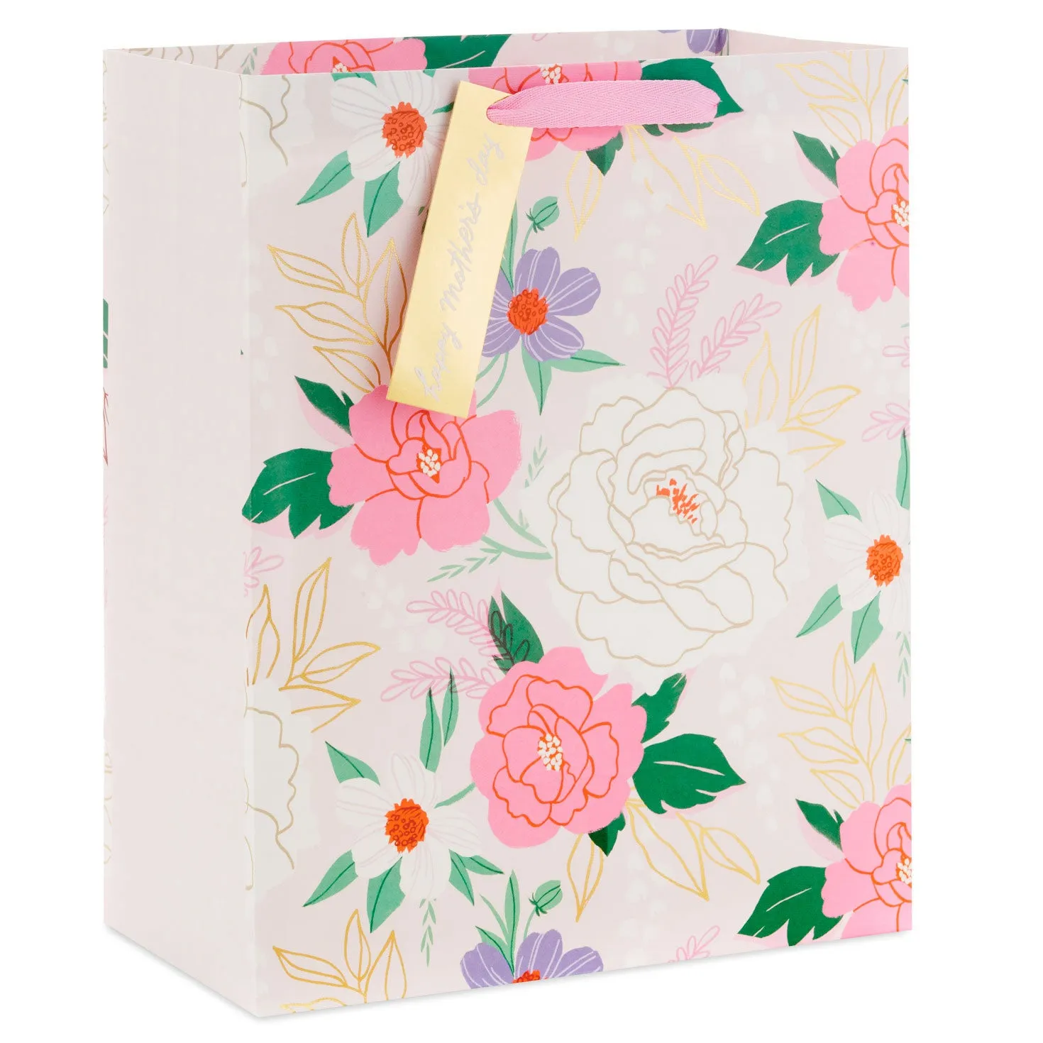 Hallmark 13'' Floral Sketches on Pink Large Mother's Day Gift Bag