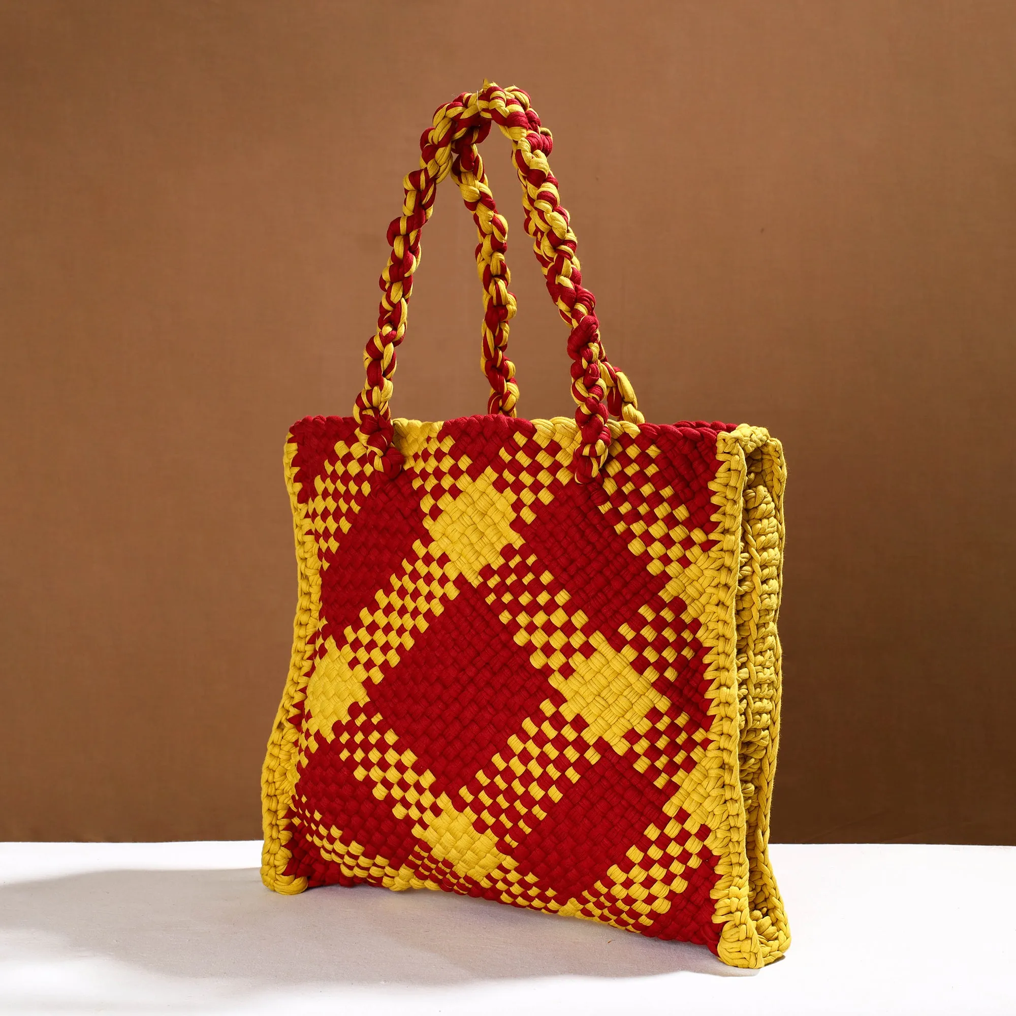 Handwoven Upcycled Cotton Hand/Lunch Bag