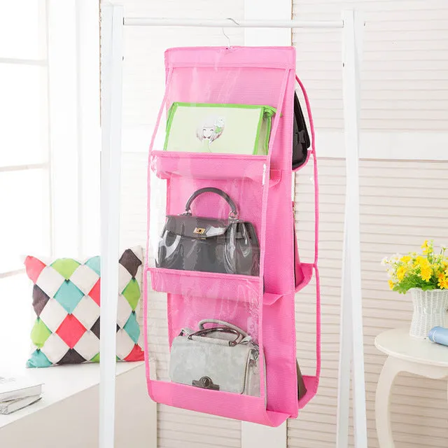 Hanging Handbag Organizer for Wardrobe Closet Transparent Storage Bag Door Wall Clear Sundry Shoe Bag with Hanger Pouch