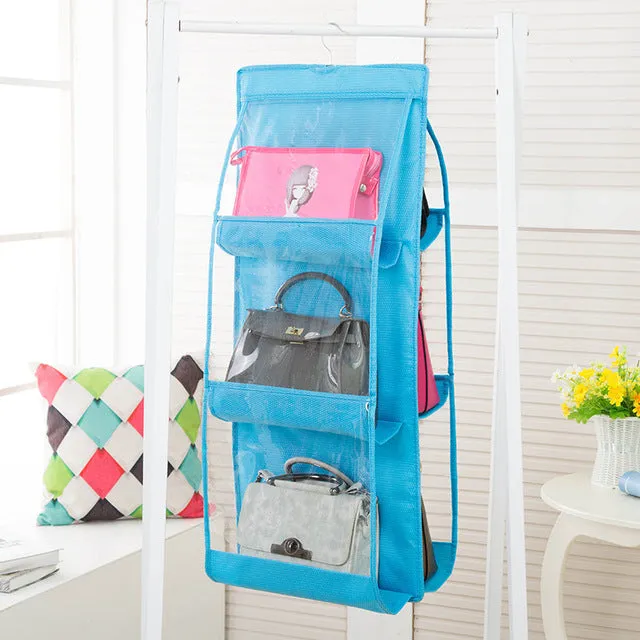 Hanging Handbag Organizer for Wardrobe Closet Transparent Storage Bag Door Wall Clear Sundry Shoe Bag with Hanger Pouch