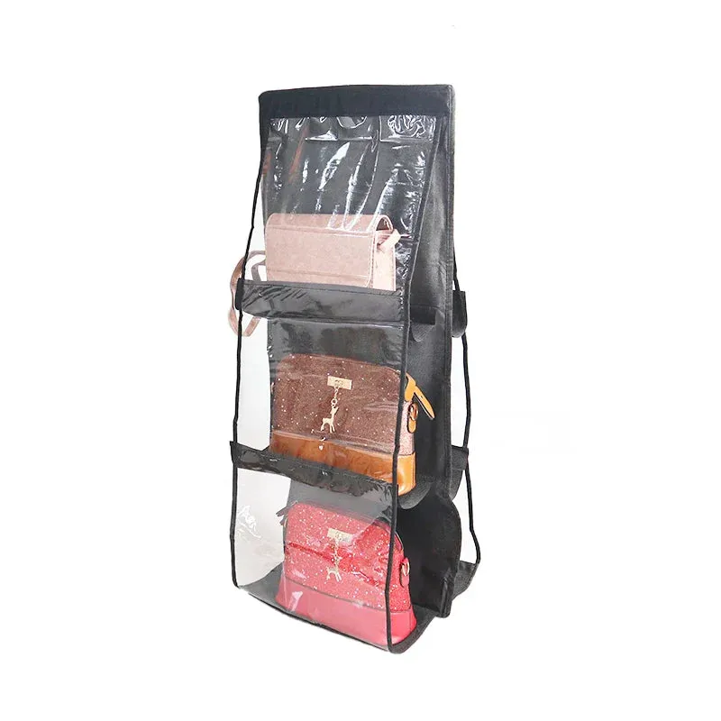 Hanging Handbag Organizer for Wardrobe Closet Transparent Storage Bag Door Wall Clear Sundry Shoe Bag with Hanger Pouch