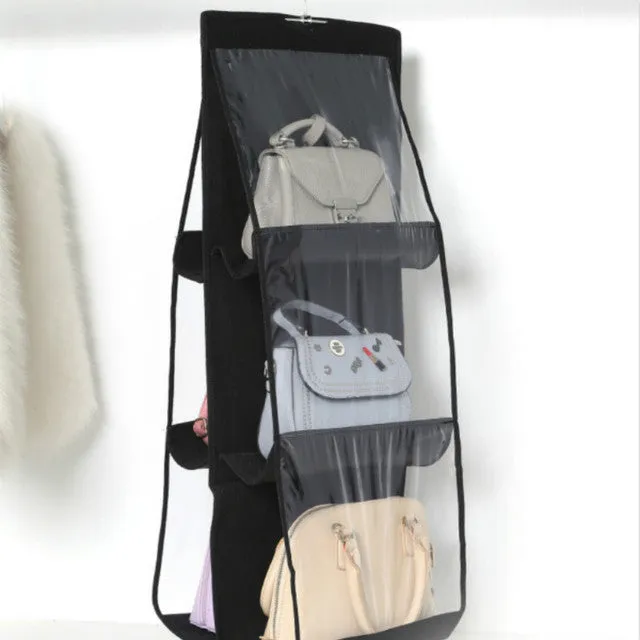 Hanging Handbag Organizer for Wardrobe Closet Transparent Storage Bag Door Wall Clear Sundry Shoe Bag with Hanger Pouch