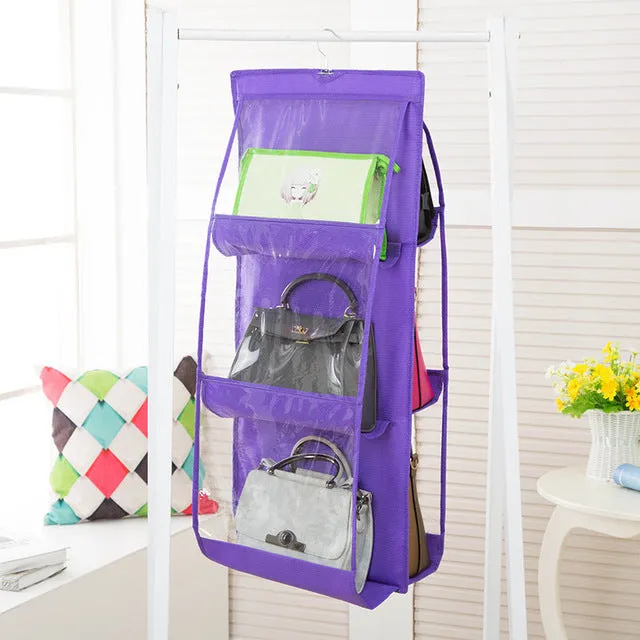 Hanging Handbag Organizer for Wardrobe Closet Transparent Storage Bag Door Wall Clear Sundry Shoe Bag with Hanger Pouch