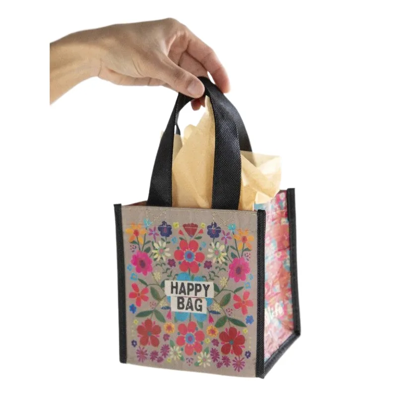 Happy Bag Small Teal Folk Flower