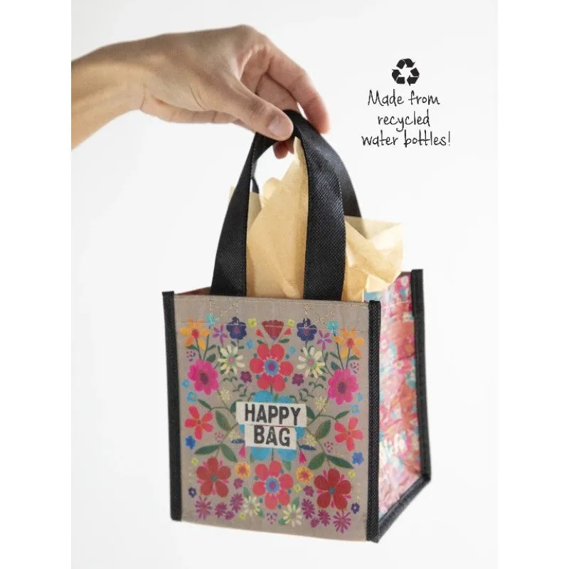 Happy Bag Small Teal Folk Flower