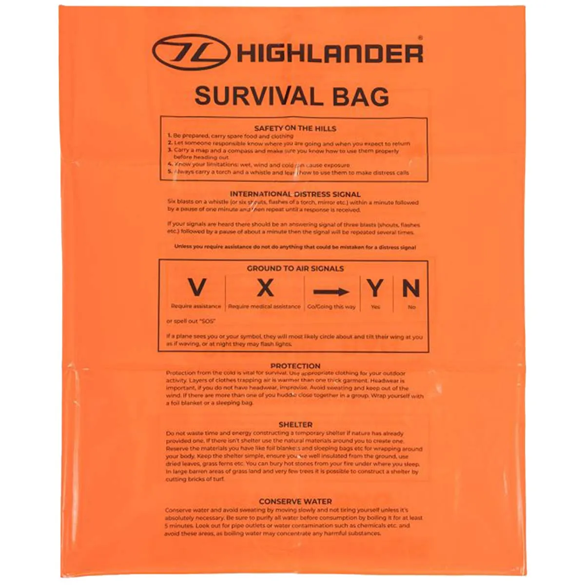 Highlander Emergency Survival Bag Orange