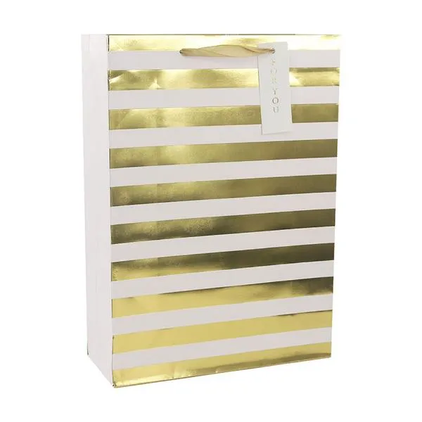 Hot Stamp Gold Stripe Gift Bag - 30cm x 42cm x 12cm