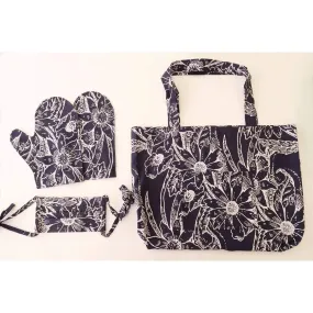 Indigo Floral Shopping Bag Set