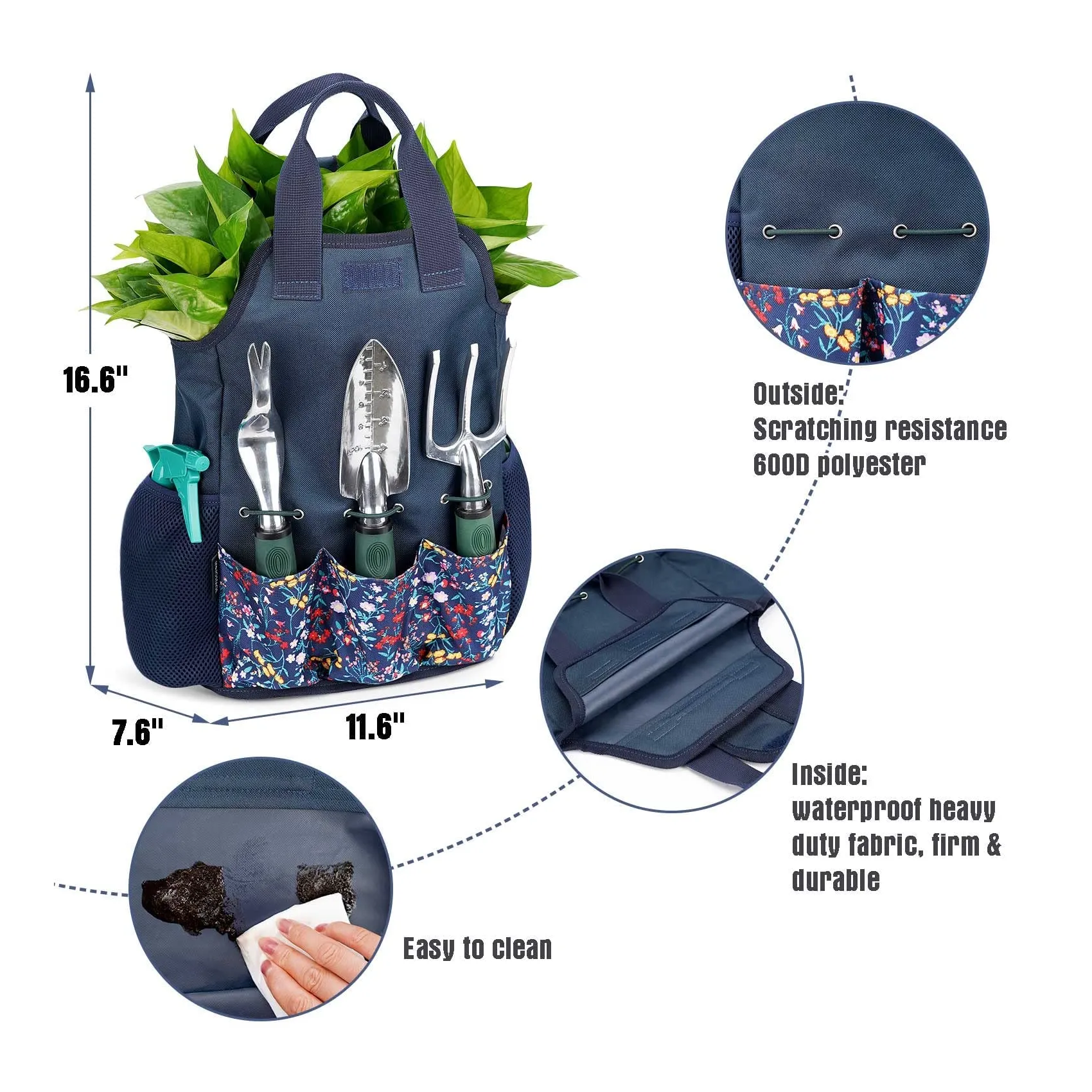 Inno Stage Gardening Tools Set and Organizer Tote Bag with 10 Piece Garden Tools | Style Old World