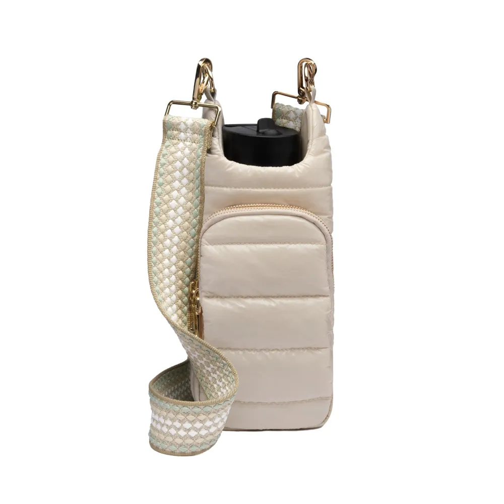 Ivory Glossy HydroBag® with Seafoam Patterned Strap