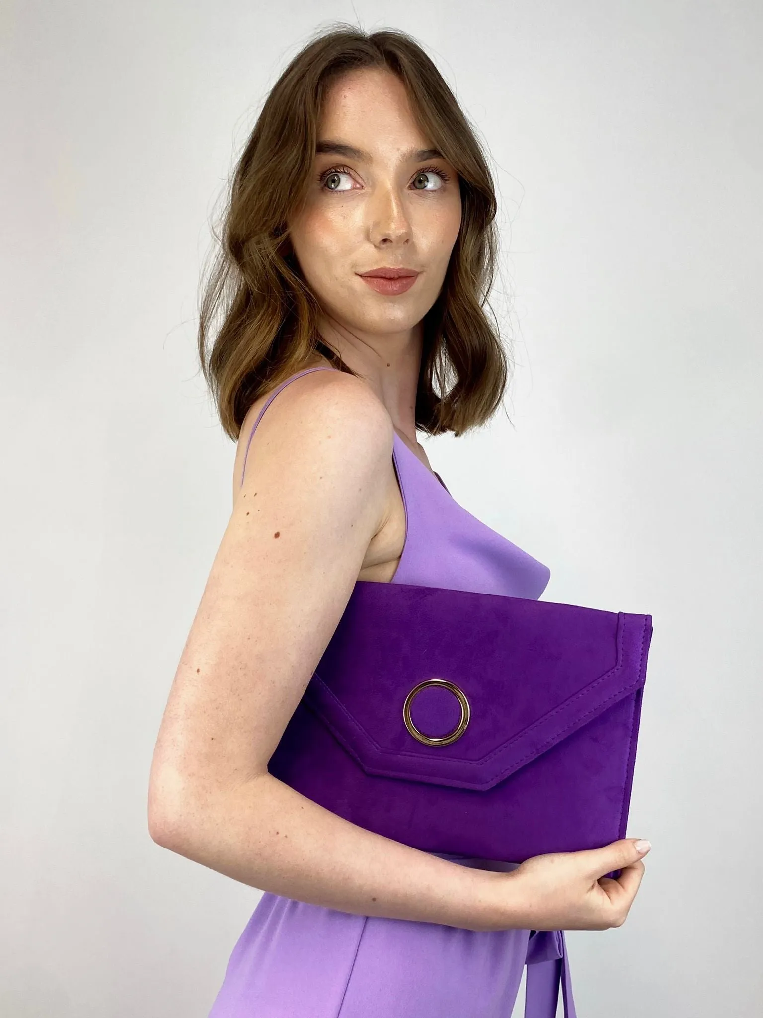 Jackie Suede Envelope Clutch Bag (Various Colours)