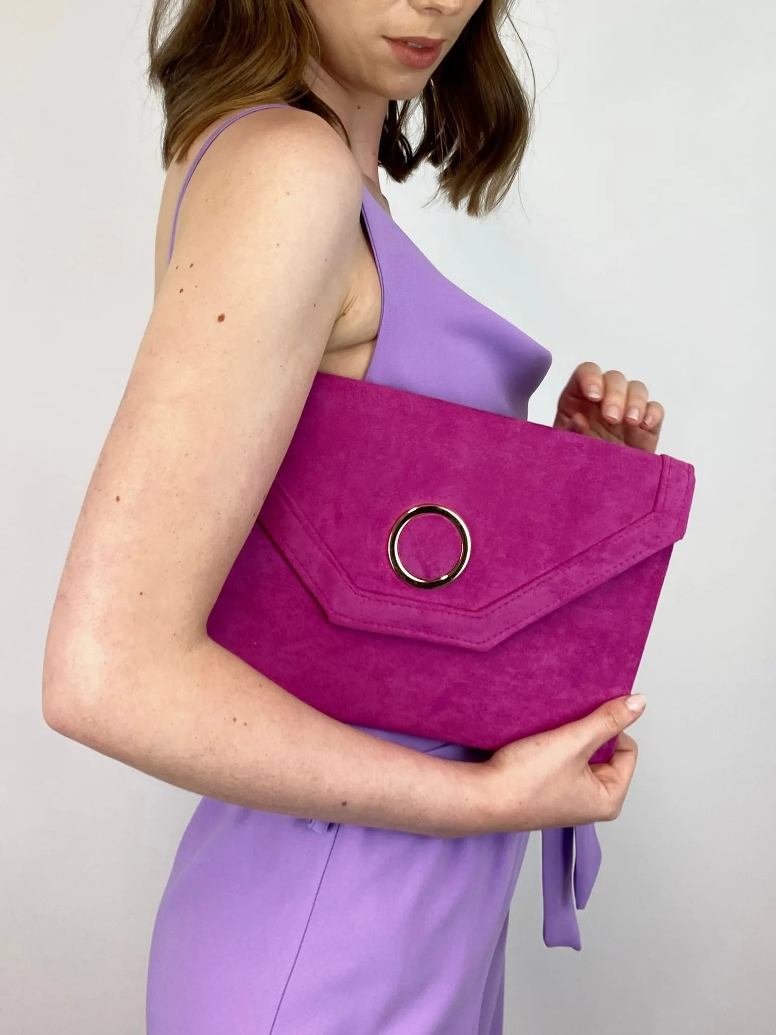 Jackie Suede Envelope Clutch Bag (Various Colours)