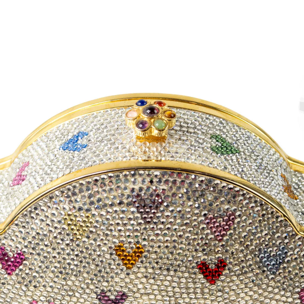 Judith Leiber Crystal Clutch with Rainbow Hearts