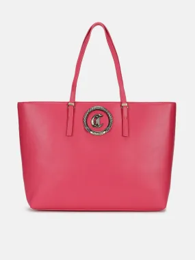 Just Cavalli Women Pink Solid Tote Bag