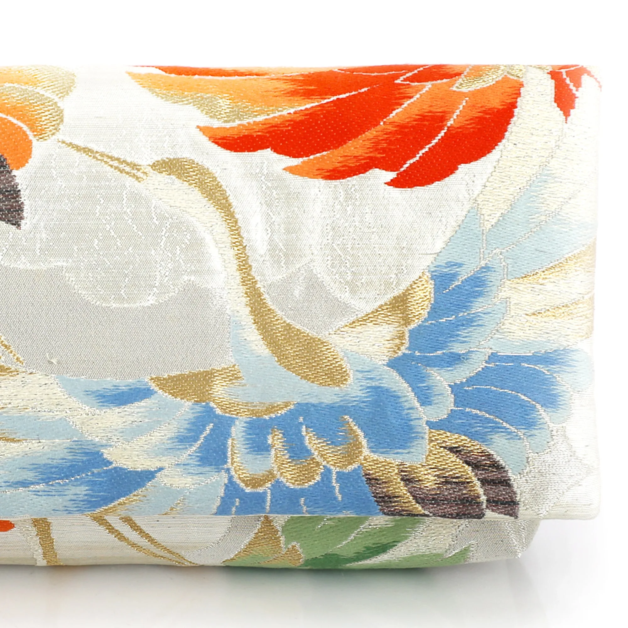 Kimono Envelope Clutch Bag with Cranes on Silver | Upcycled Kimono Obi Silk