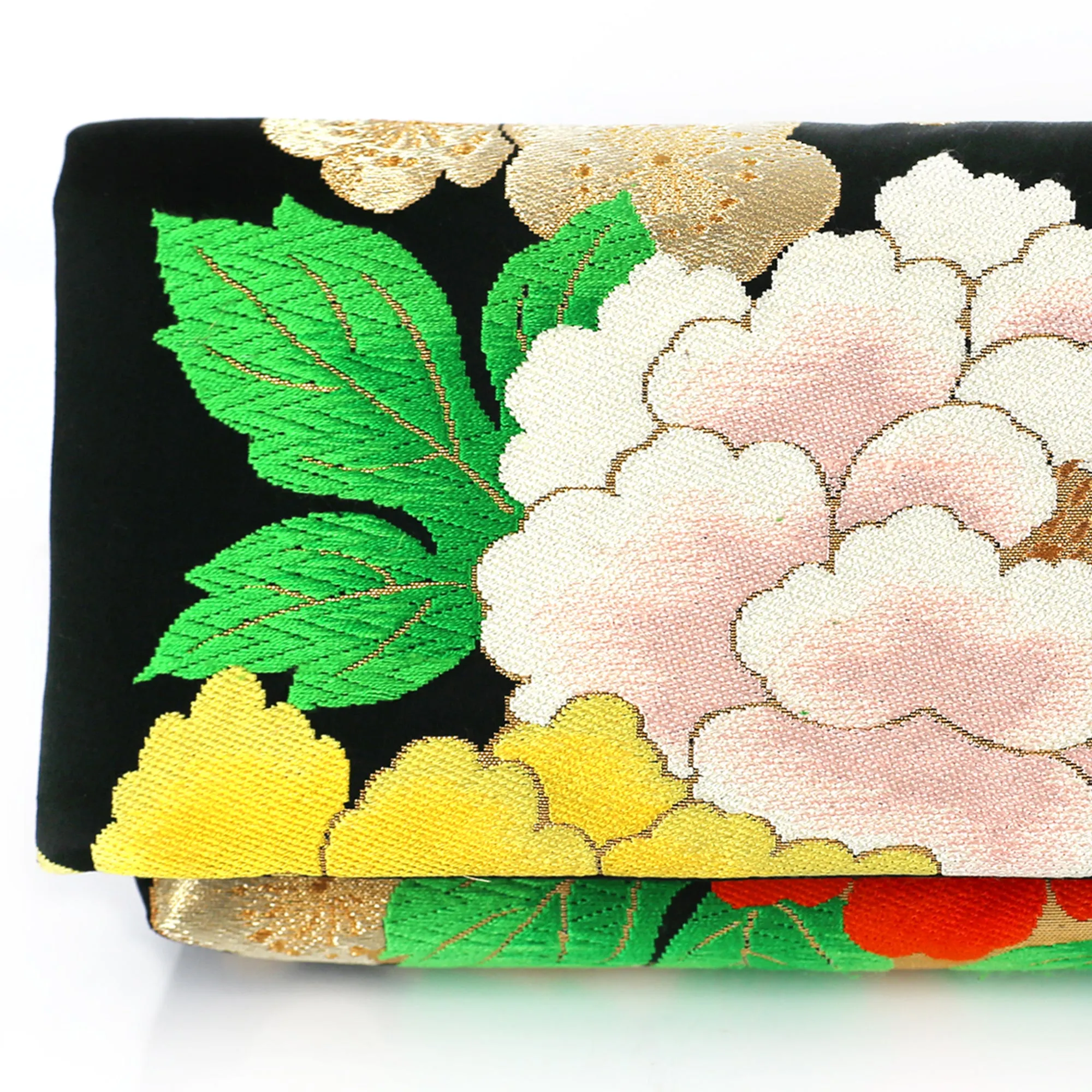 Kimono Envelope Clutch with Peonies and Plum Blossoms | Upcycled Japanese Obi Silk