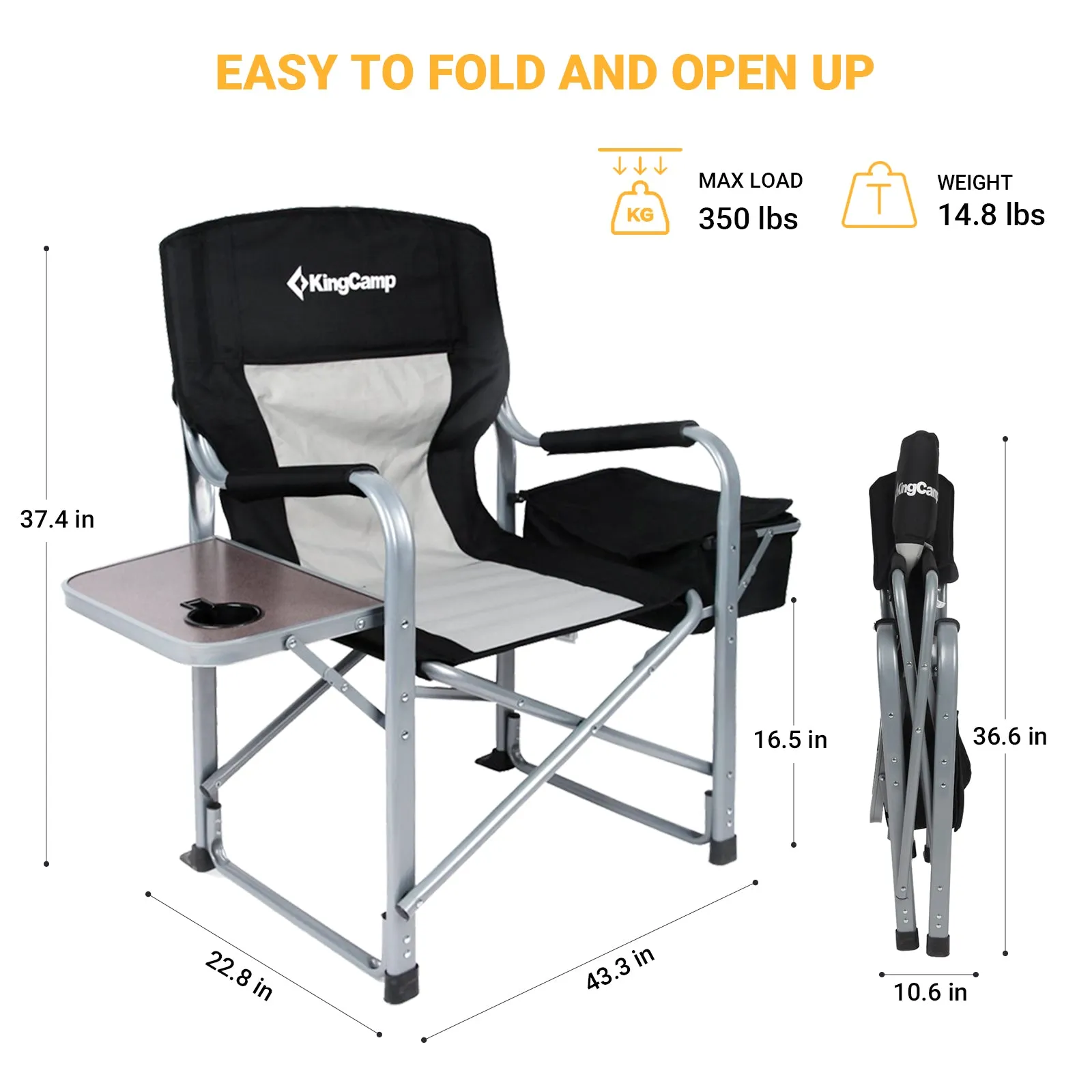 KingCamp Oversized Padded Folding Director Chair