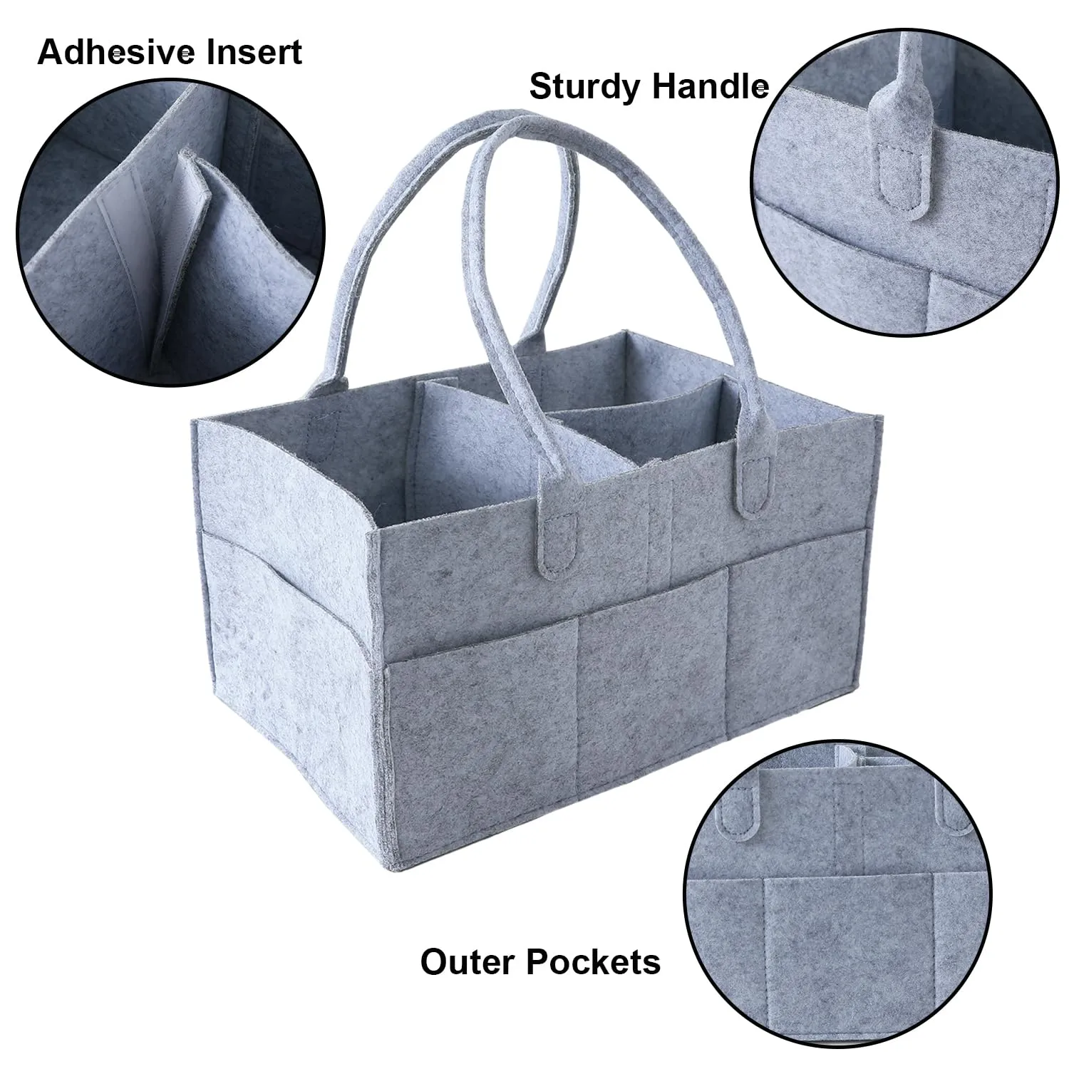 Kuber Industries Diaper Caddy Bag For Travel|Baby Bag For smart mothers|Nursery Storage Foldable Organizer (Grey) (Pack Of 3)