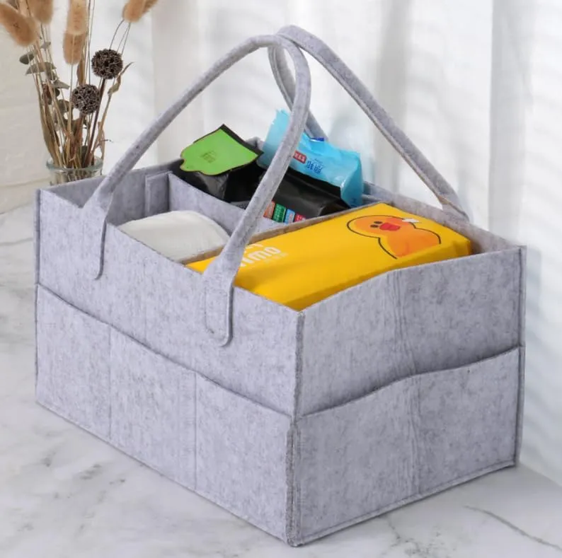 Kuber Industries Diaper Caddy Bag For Travel|Baby Bag For smart mothers|Nursery Storage Foldable Organizer (Grey) (Pack Of 3)