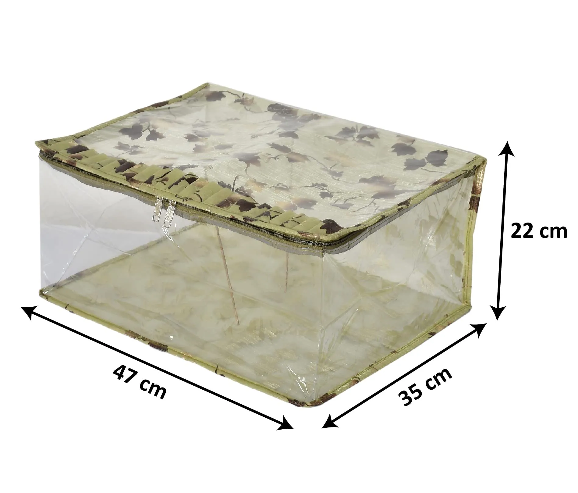 Kuber Industries Leaf Printed Laminated Transparent Underbed Storage Bag- Pack of 2 (Green)-HS43KUBMART26131