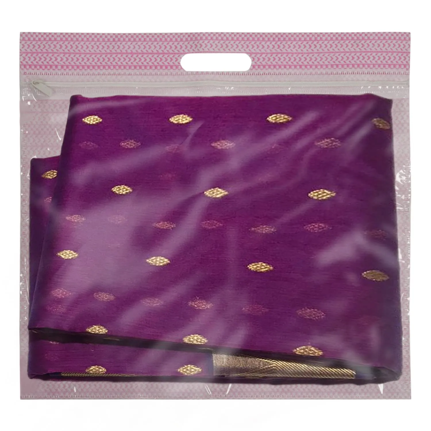 Kuber Industries Non-Woven Wardrobe Organizer/Gift Bags/Storage Bag For Store Saree, Lehenga, Suit With Transparent Window With Handle- Pack of 3 (Pink)