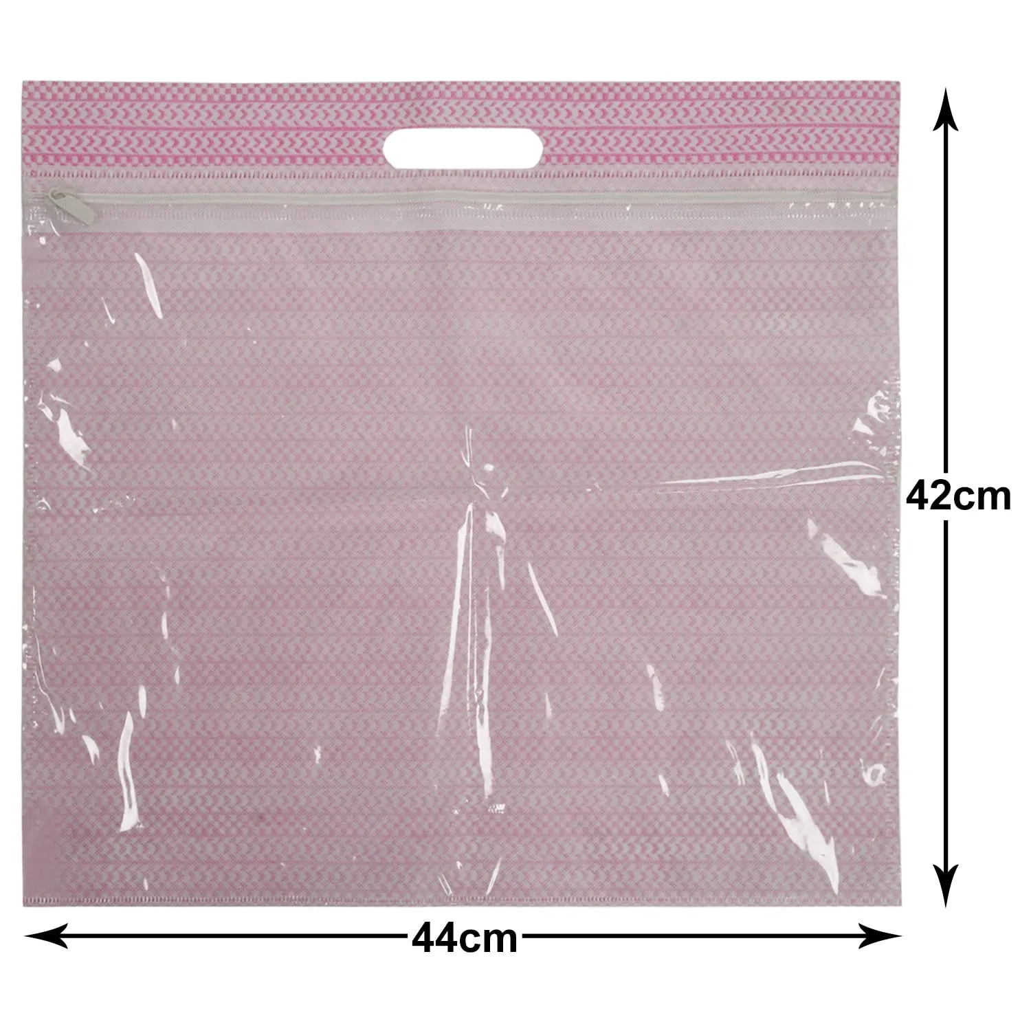 Kuber Industries Non-Woven Wardrobe Organizer/Gift Bags/Storage Bag For Store Saree, Lehenga, Suit With Transparent Window With Handle- Pack of 3 (Pink)