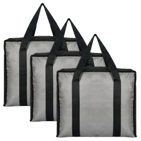 Kuber Industries Small Size Canvas Shopping Bags for Carry Milk Grocery Fruits Vegetable with Reinforced Handles jhola Bag-Pack of 3 (Black & Grey)